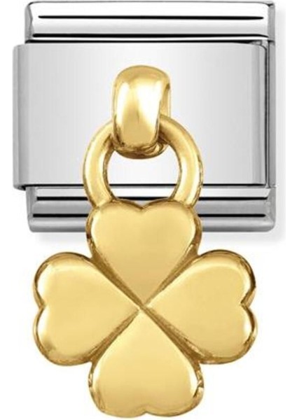 Tekno Trust 18 Ayar Composable Classic Charms And Steel And 18K Gold Four Leaf Clover Cz 1 Yıl Sarı