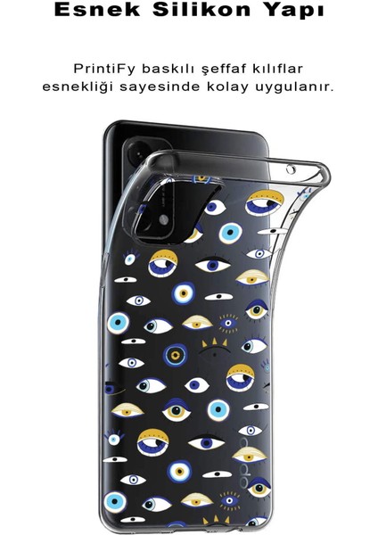 Apple iPhone 8 ile Uyumlu 1mm Slim Fit Nazar Boncuğu 2 Baskılı Şeffaf Silikon Kılıf fiyatları
