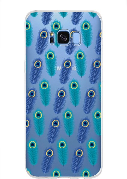 Samsung Galaxy S8 Plus ile Uyumlu 1mm Slim Fit Nazar Boncuğu 4 Baskılı Şeffaf Silikon Kılıf