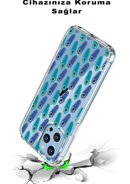 Samsung Galaxy S8 Plus ile Uyumlu 1mm Slim Fit Nazar Boncuğu 4 Baskılı Şeffaf Silikon Kılıf