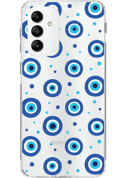 Samsung Galaxy A04S ile Uyumlu 1mm Slim Fit Nazar Boncuğu 1 Baskılı Şeffaf Silikon Kılıf