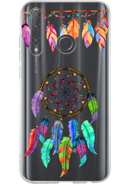 Huawei Honor 20 Lite ile Uyumlu 1mm Slim Fit Nazar Boncuğu 6 Baskılı Şeffaf Silikon Kılıf
