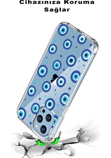 Samsung Galaxy A04S ile Uyumlu 1mm Slim Fit Nazar Boncuğu 1 Baskılı Şeffaf Silikon Kılıf