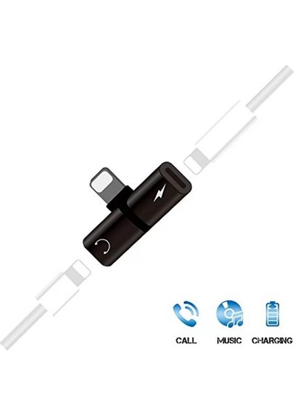 iPhone 7 8 x Şarj ve Kulaklık Birleştirici - Siyah modelleri