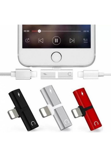 iPhone 7 8 x Şarj ve Kulaklık Birleştirici - Siyah fırsatları