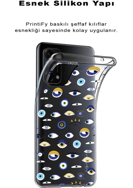 Apple iPhone 15 Plus ile Uyumlu 1mm Slim Fit Nazar Boncuğu 2 Baskılı Şeffaf Silikon Kılıf