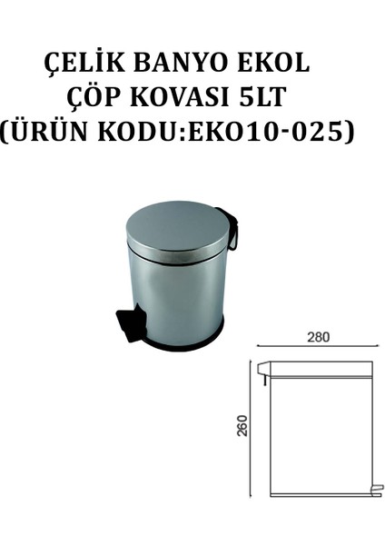 Ekol Çöp Kovası 5lt (Model No: EKO10-025)