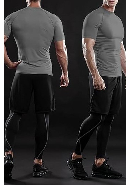 Erkek Premium Nefes Alabilen Hızlı Kuruma Koşu Fitness Reflektör Armalı Spor T-Shirt