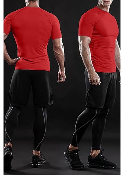 Erkek Premium Nefes Alabilen Hızlı Kuruma Koşu Fitness Reflektör Armalı Spor T-Shirt