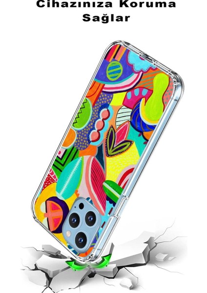 Apple iPhone Xs ile Uyumlu 1mm Slim Fit Retro Colors 6 Baskılı Şeffaf Silikon Kılıf