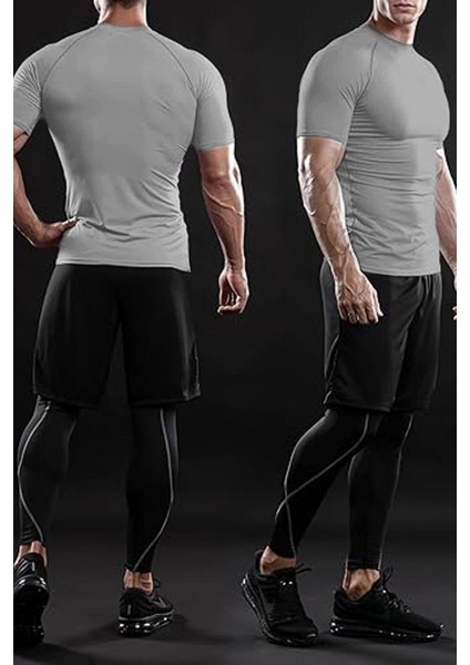 Ghassy Co. Erkek Premium Nefes Alabilen Hızlı Kuruma Koşu Fitness Reflektör Armalı Spor T-Shirt