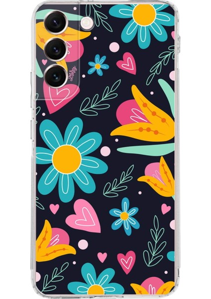 Samsung Galaxy S22 Plus ile Uyumlu 1mm Slim Fit Retro Colors 1 Baskılı Şeffaf Silikon Kılıf