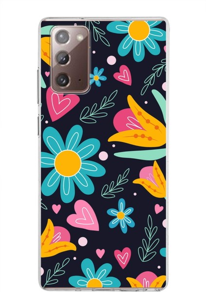 Samsung Galaxy Note 20 ile Uyumlu 1mm Slim Fit Retro Colors 1 Baskılı Şeffaf Silikon Kılıf