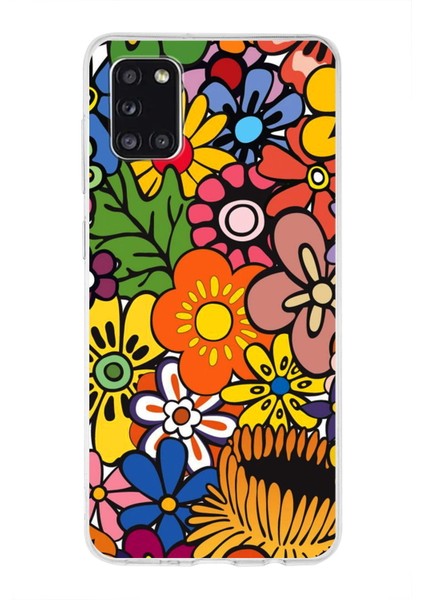 Samsung Galaxy A31 ile Uyumlu 1mm Slim Fit Retro Colors 2 Baskılı Şeffaf Silikon Kılıf
