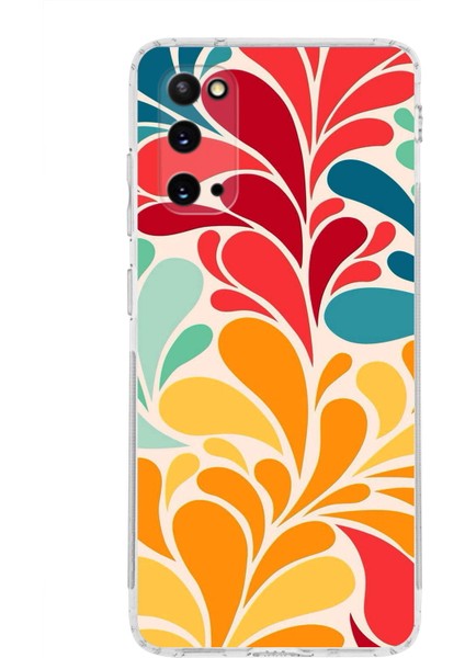 Samsung Galaxy S20 ile Uyumlu 1mm Slim Fit Retro Colors 5 Baskılı Şeffaf Silikon Kılıf