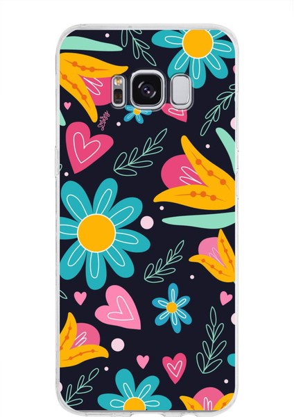 Samsung Galaxy S8 ile Uyumlu 1mm Slim Fit Retro Colors 1 Baskılı Şeffaf Silikon Kılıf