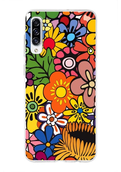 Samsung Galaxy A30S ile Uyumlu 1mm Slim Fit Retro Colors 2 Baskılı Şeffaf Silikon Kılıf