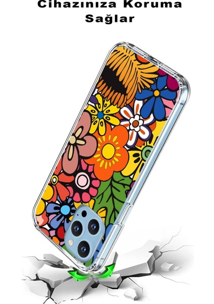Samsung Galaxy A30S ile Uyumlu 1mm Slim Fit Retro Colors 2 Baskılı Şeffaf Silikon Kılıf