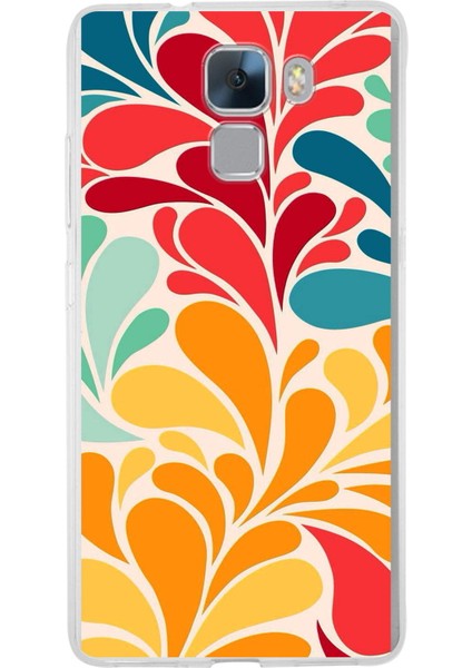 Huawei Honor 7 ile Uyumlu 1mm Slim Fit Retro Colors 5 Baskılı Şeffaf Silikon Kılıf