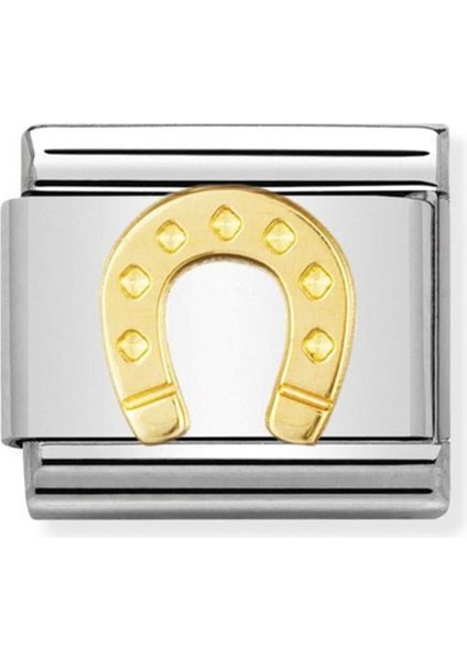 Tekno Trust Gri Composable Classic Good Luck In Stainless Steel With 18K Gold (08_HORSESHOE) 1 Yıl 18 Ayar