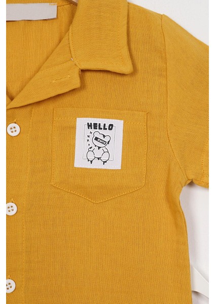 Arma Detaylı Hardal Renk Erkek Çocuk Şortlu Takım fiyatları