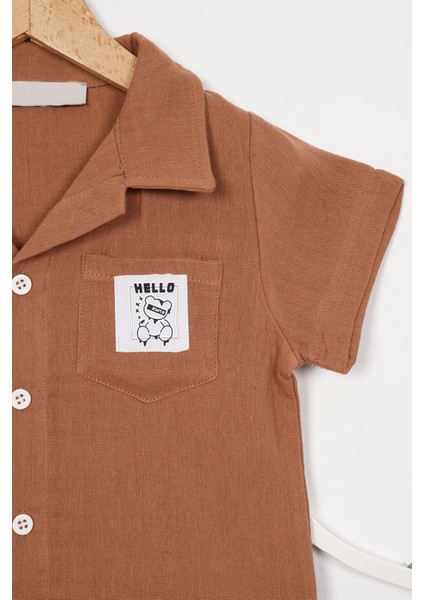 Arma Detaylı Kahverengi Renk Erkek Çocuk Şortlu Takım fiyatları