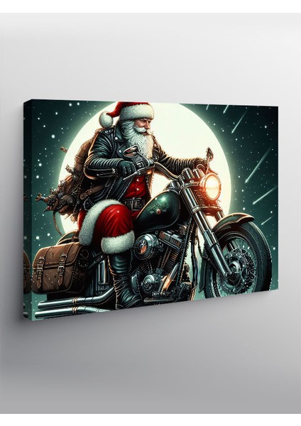 Kanvas Tablo Chopper Motor Süren Noel Baba