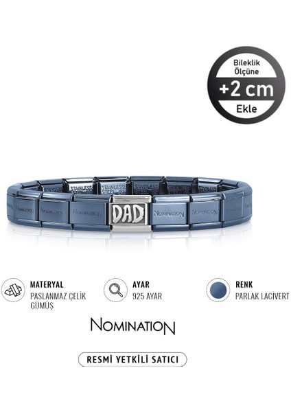 Tekno Trust Mor Italy Composable 925 Ayar Gümüş Dad ve Çelik Bileklik Lacivert 1 Yıl Gümüş 950 Ayar