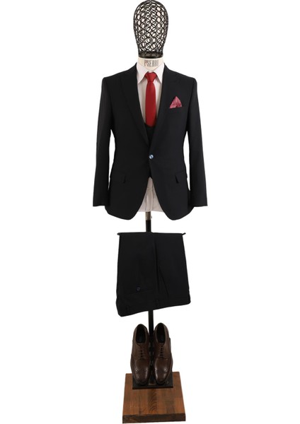 Yelekli Takım Elbise Slim Fit