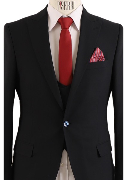 Yelekli Takım Elbise Slim Fit