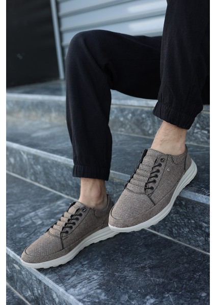 Nevada Erkek Bej Garantili Rahat Esnek Hafif Taban Günlük Keten Sneaker Ayakkabı NEVADA-5294