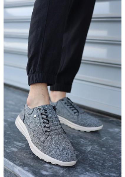Nevada Erkek Gri Garantili Rahat Esnek Hafif Taban Günlük Keten Sneaker Ayakkabı NEVADA-5294