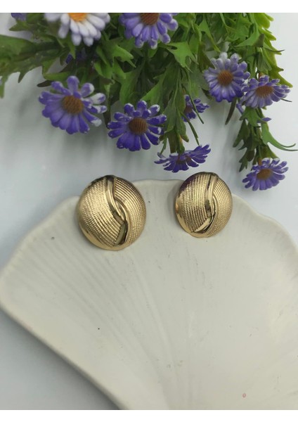 Kadın Gold Renk Düğme Detaylı Paslanmaz Çelik Bijuteri Küpe fiyatları