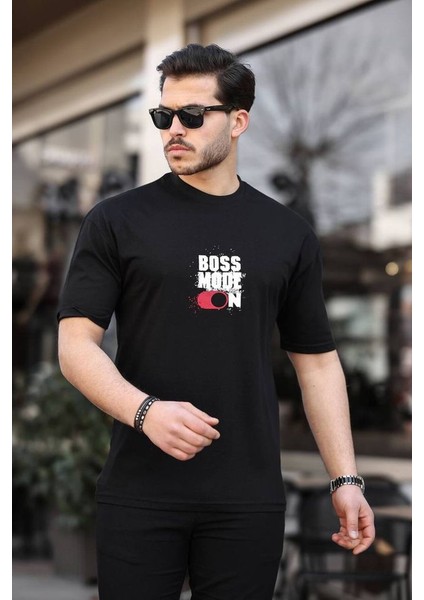 Erkek Oversize Bisiklet Yaka T-Shirt