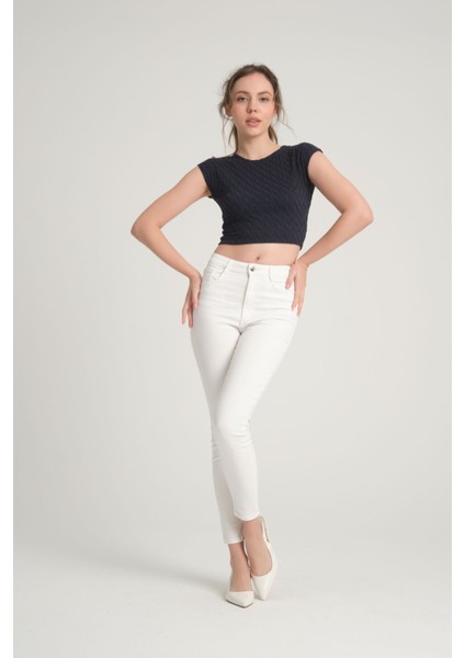 Bürümcük Desenli Kobalt Crop Top Xs