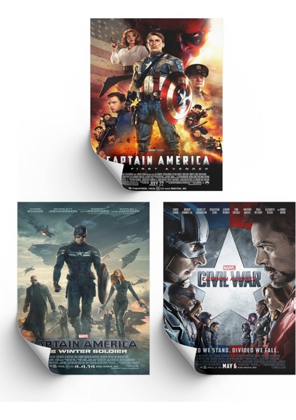 3lü Set Captain America Posterleri & Kaptan Amerika Posterleri & Marvel Posterleri Mlknkm1