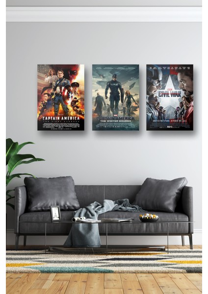 3lü Set Captain America Posterleri & Kaptan Amerika Posterleri & Marvel Posterleri Mlknkm1