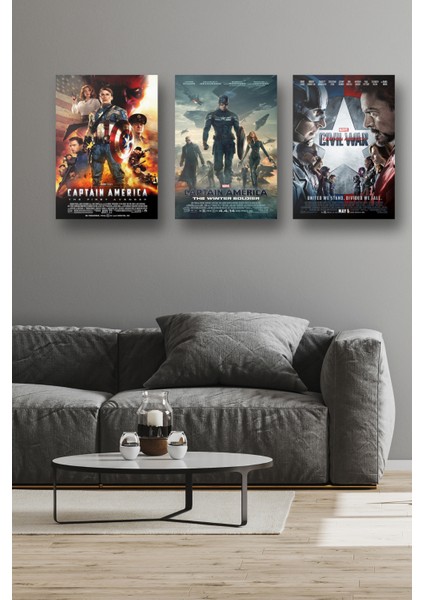 3lü Set Captain America Posterleri & Kaptan Amerika Posterleri & Marvel Posterleri Mlknkm1