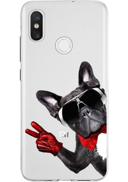 Printify Xiaomi Mi 8 ile Uyumlu 1mm Slim Fit Köpek 1 050E Baskılı Şeffaf Silikon Kılıf