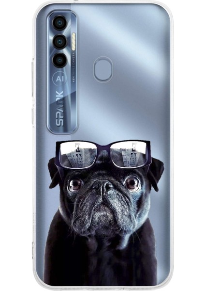 Tecno Spark 7 Pro ile Uyumlu 1mm Slim Fit Köpek 2 050F Baskılı Şeffaf Silikon Kılıf