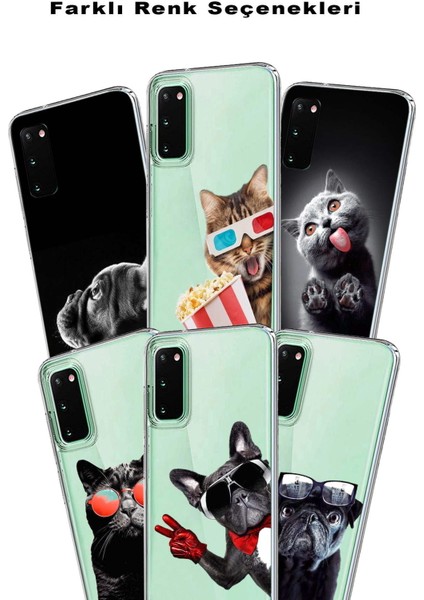 Apple iPhone Xs Max ile Uyumlu 1mm Slim Fit Kedi 2 050C Baskılı Şeffaf Silikon Kılıf