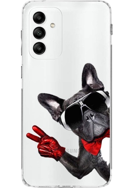 Samsung Galaxy A04S ile Uyumlu 1mm Slim Fit Köpek 1 050E Baskılı Şeffaf Silikon Kılıf