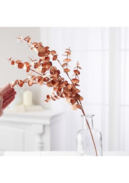 Yapay Çiçek Bakır Bronz Renk Okaliptus 3dallı Uzun Dal 76CM Eucalyptus