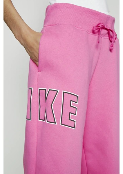 Sportswear Phoenix Fleece Yüksek Belli Oversize Kesim Pembe Kadın Eşofman Altı fırsatları