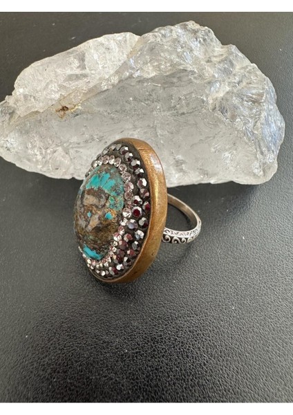 Tekno Trust Markazit Otantik Bakır Görünümlü Markazit ve Zirkon Taşlı Kadın Gümüş Yüzük 925 Ayar 12.49 Gram Güm fiyatları
