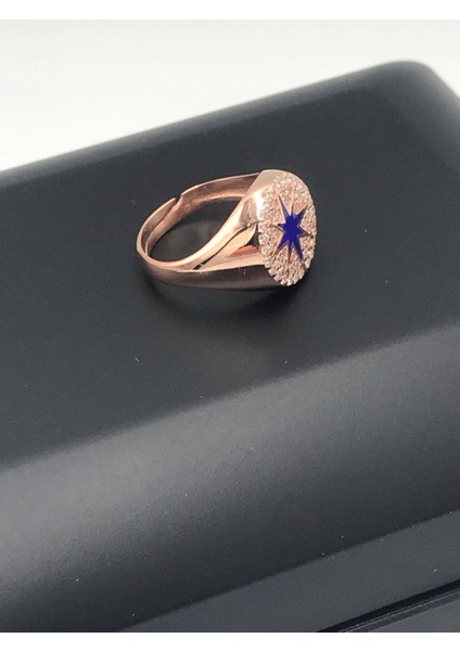 Tekno Trust Parlak Lazer Mineli Kutup Yıldızı Serçe Parmak Yüzük Rose Yuvarlak 925 Ayar Zirkon Taş Gümüş Pembe indirimleri