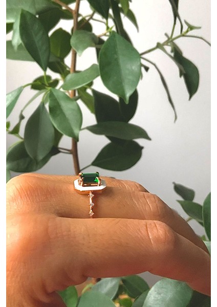 Tekno Trust Altın Kadın 925 Ayar Altın Kaplama Zümrüt Taşlı Mineli Gümüş Yüzük Mineli Zirkon Taş Zümrüt 925 Aya fırsatları