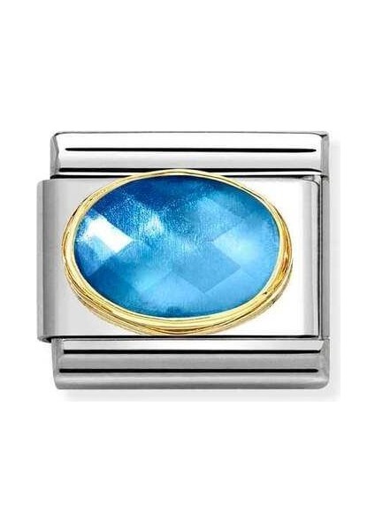 Tekno Trust Çok Renkli Composable Klasik , Link , Taşlar , Paslanmaz Çelik / 18K Altın - Mavi Taşlı 18 Ayar