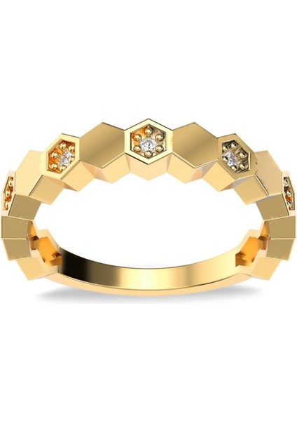 Tekno Trust Mineli Petek Motifli Altın Kaplama Gümüş Yüzük Zirkon Taş Altın fiyatları