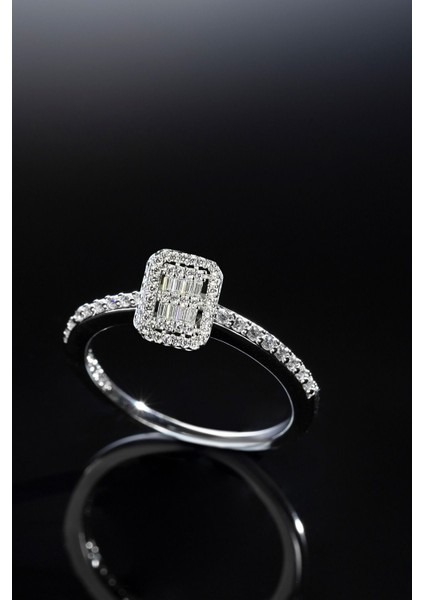 Tekno Trust Gümüş Kadın Baget Tektaş Yüzük 925 Ayar Gümüş Yüzük Mineli Zirkon Taş Baget Gümüş 925 Ayar Gümüş